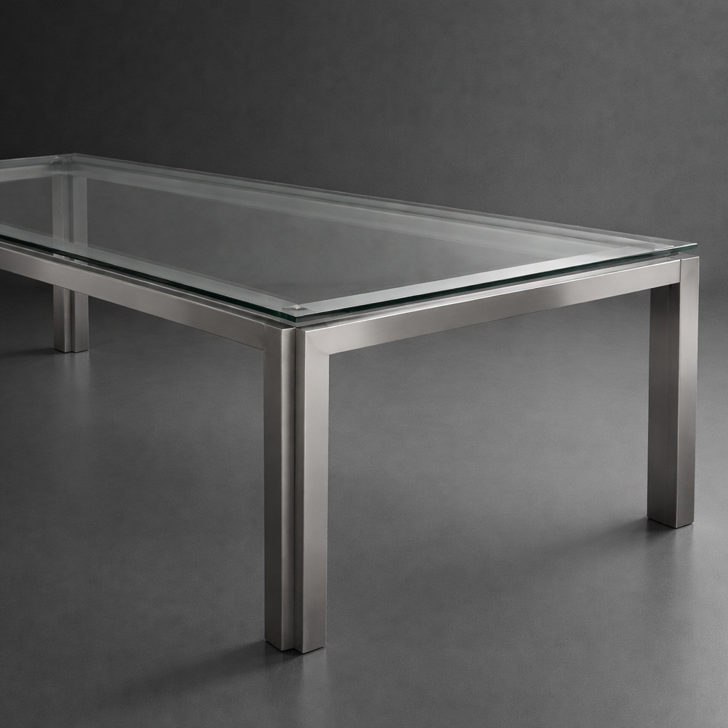 Mesa comedor acero-vidrio a medida